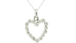 Pendentif coeur en or blanc et diamants