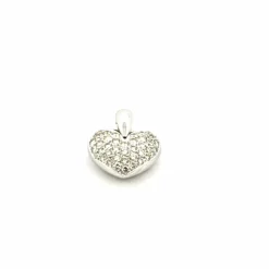 Pendentif coeur en or blanc 18 carats et diamants