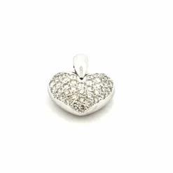 Pendentif coeur en or blanc 18 carats et diamants