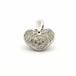 Pendentif coeur en or blanc 18 carats et diamants