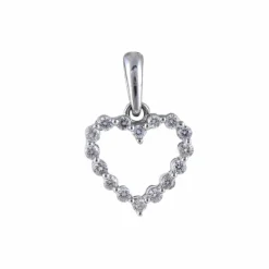 Pendentif "coeur" or blanc et diamants