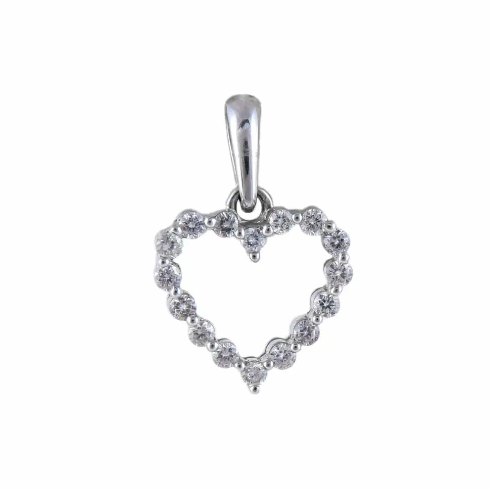 Pendentif "coeur" or blanc et diamants