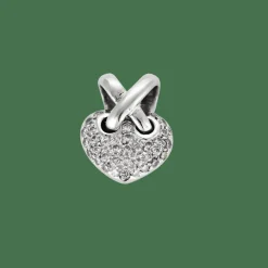 PENDENTIF COEUR OR BLANC ET DIAMANTS.