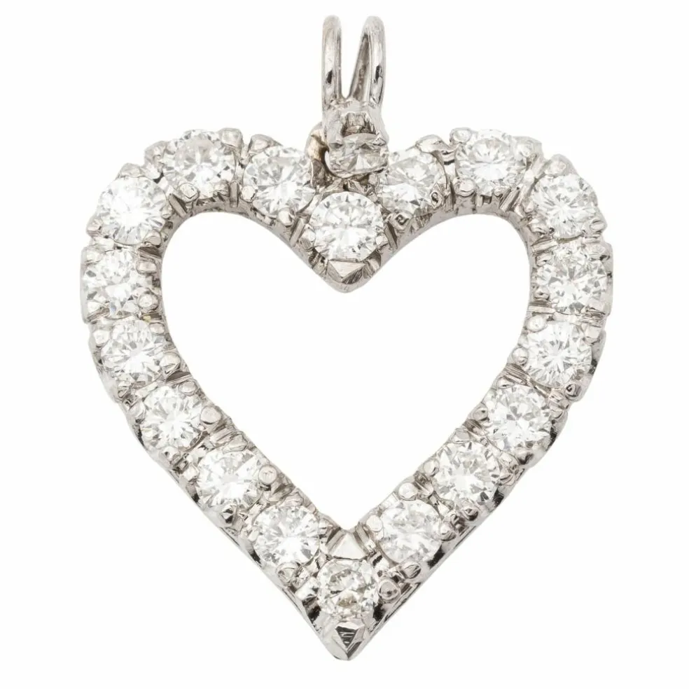 Pendentif Coeur Or blanc Diamant