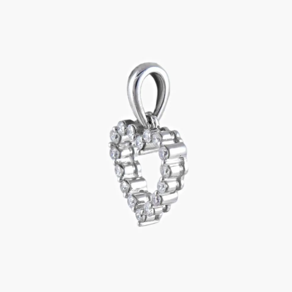 Pendentif "coeur" or blanc et diamants