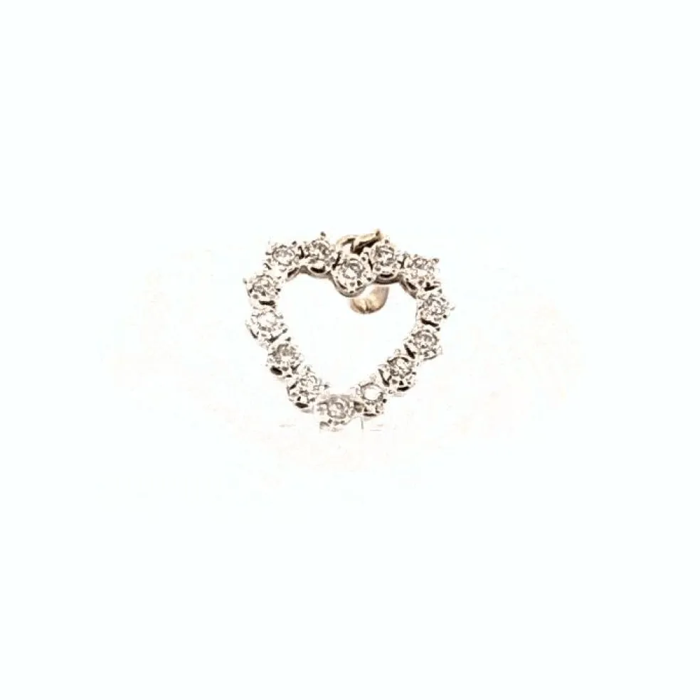 Pendentif Coeur Or Blanc 18k & Diamants