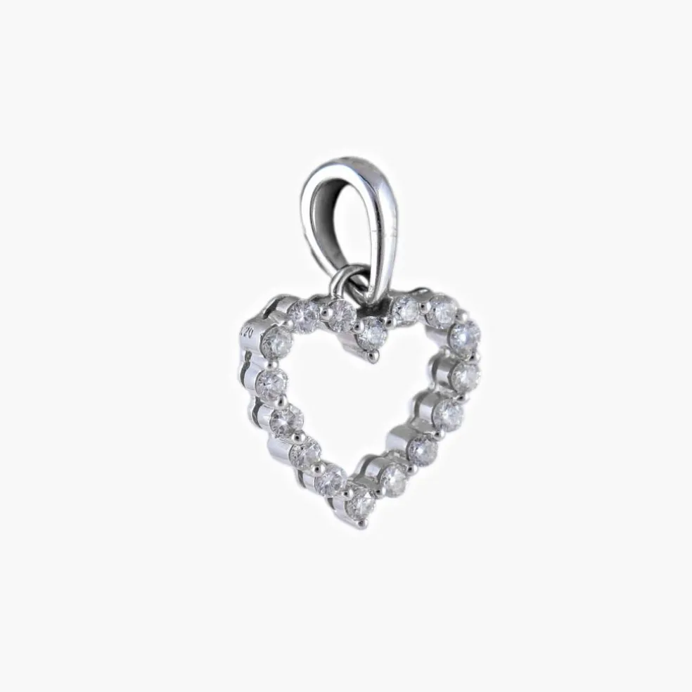 Pendentif "coeur" or blanc et diamants