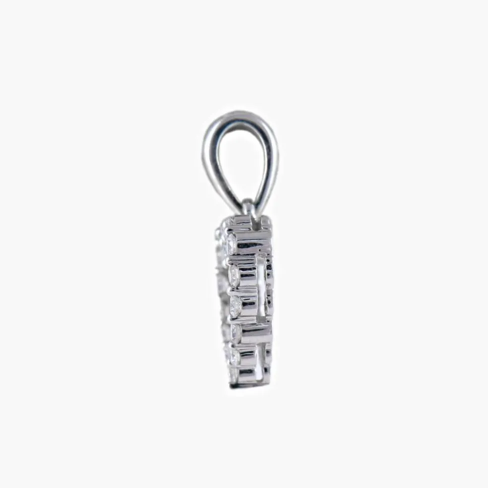 Pendentif "coeur" or blanc et diamants