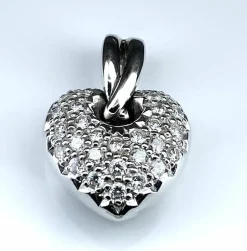 Pendentif coeur or blanc 29 diamants