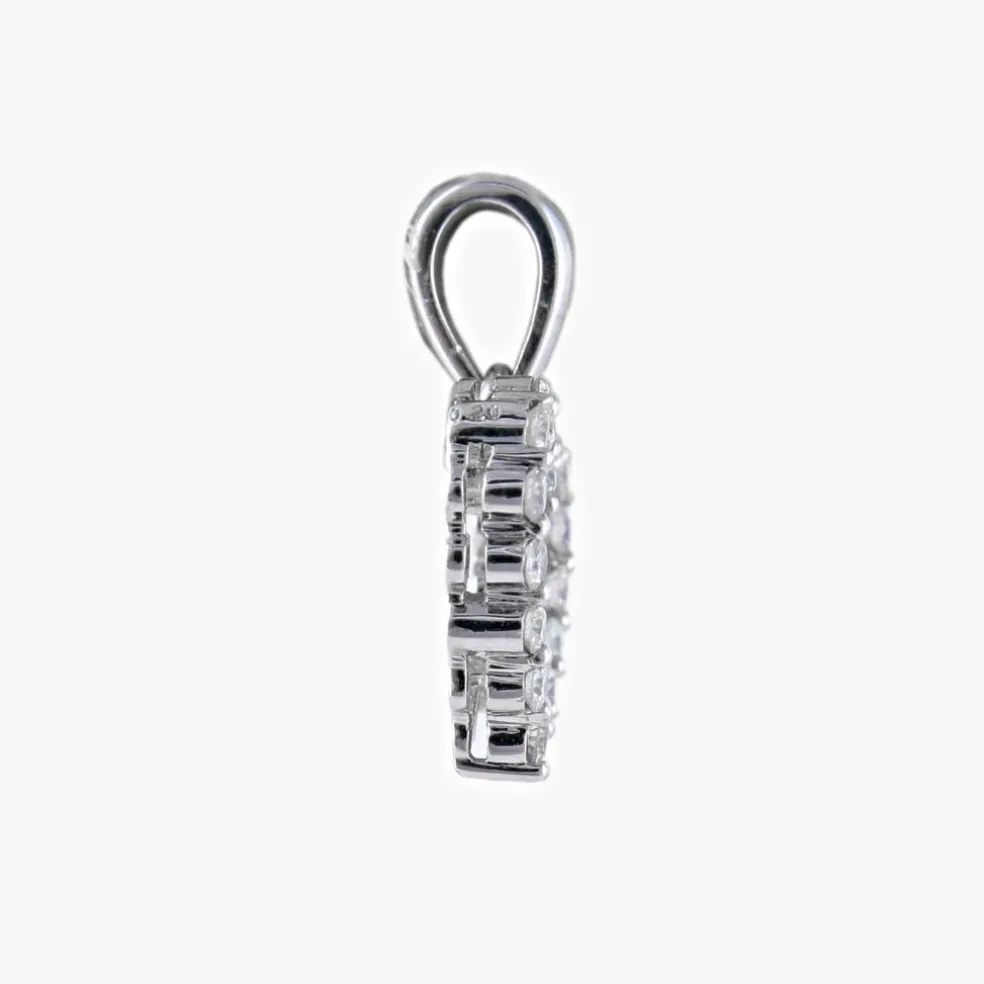 Pendentif "coeur" or blanc et diamants