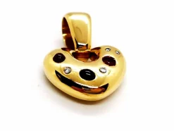 Pendentif Coeur Or jaune Diamant, Rubis, Saphir
