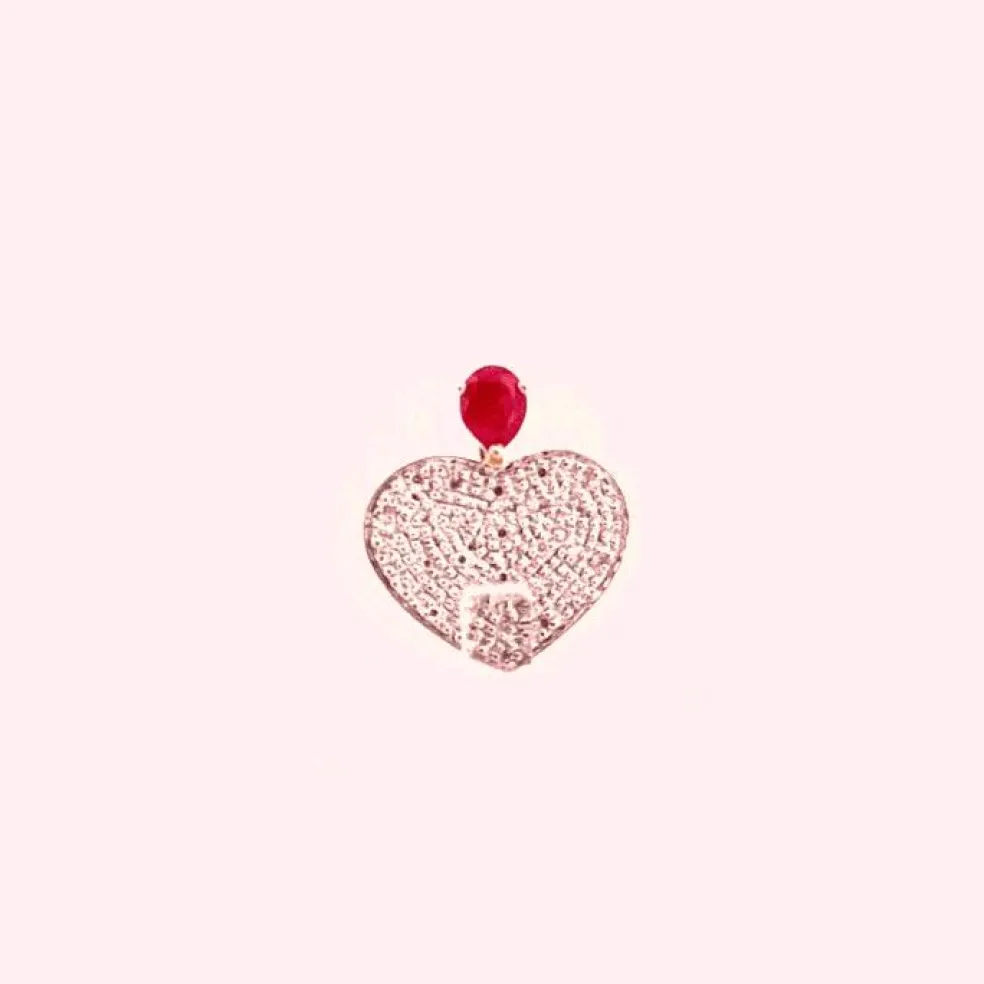 Pendentif Coeur Or Jaune 18k & Rubis
