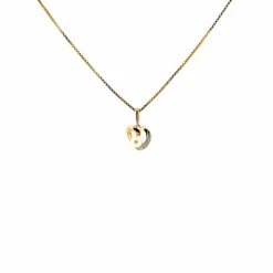 Pendentif Coeur Or Jaune 18k Perle & Diamant