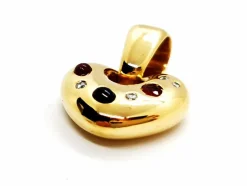 Pendentif Coeur Or jaune Diamant, Rubis, Saphir