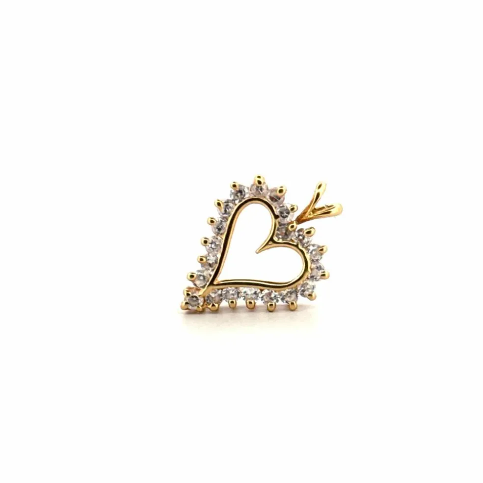 Pendentif Coeur Or Jaune & Quartz