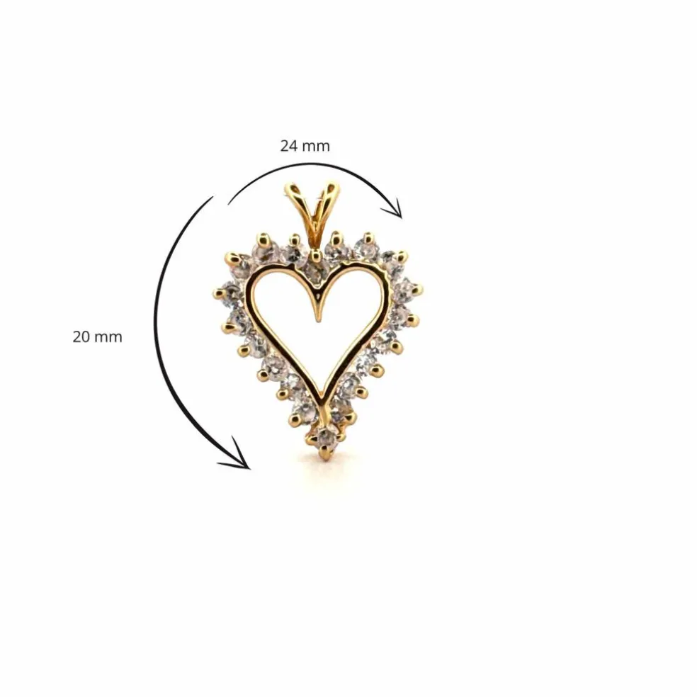 Pendentif Coeur Or Jaune & Quartz