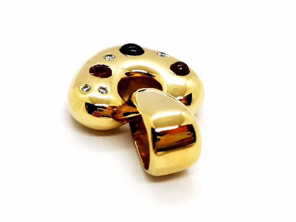 Pendentif Coeur Or jaune Diamant, Rubis, Saphir
