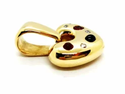 Pendentif Coeur Or jaune Diamant, Rubis, Saphir