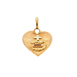 Pendentif coeur or rose rubis roses