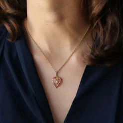 Pendentif coeur rubis et perle