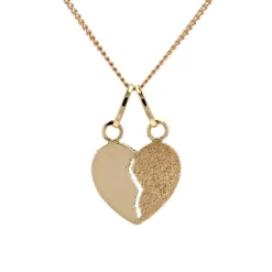 Pendentif coeur sécable en or et sa chaine