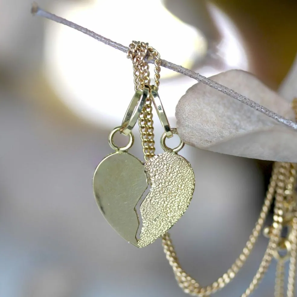 Pendentif coeur sécable en or et sa chaine