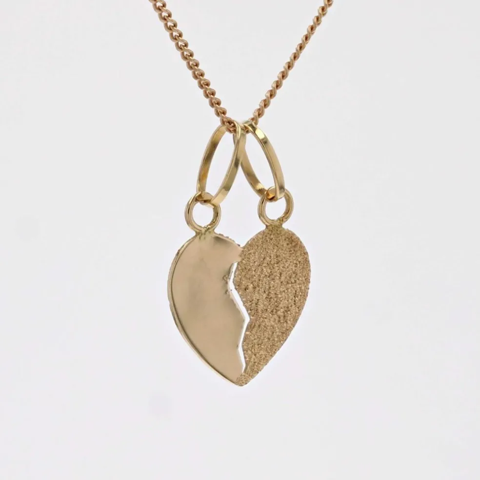 Pendentif coeur sécable en or et sa chaine