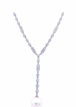 Pendentif collier Art Déco Perles Diamant