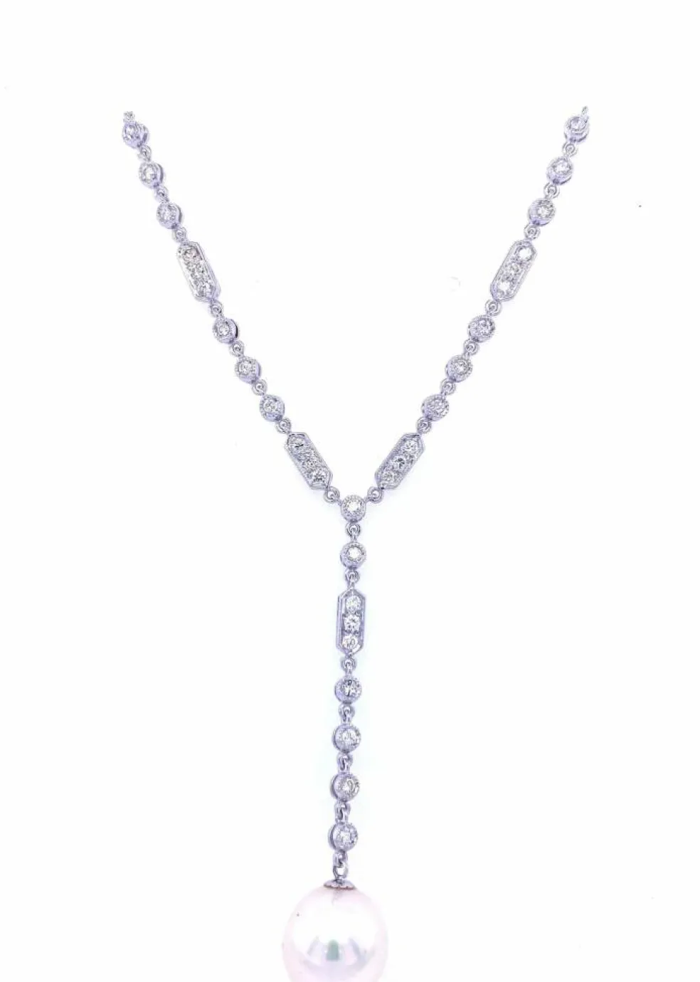 Pendentif collier Art Déco Perles Diamant