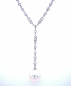 Pendentif collier Art Déco Perles Diamant