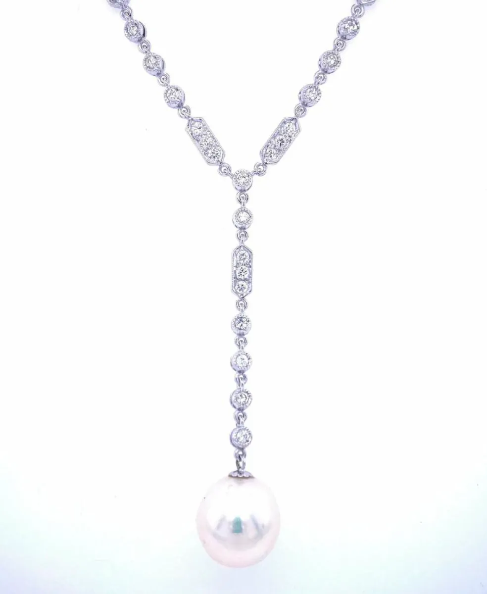 Pendentif collier Art Déco Perles Diamant