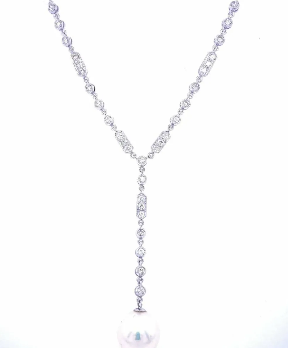 Pendentif collier Art Déco Perles Diamant