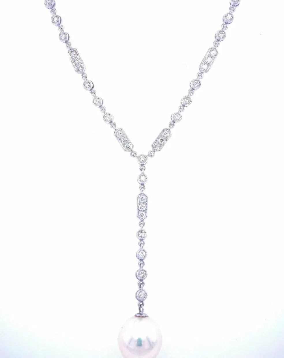 Pendentif collier Art Déco Perles Diamant