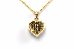 Pendentif contemporain en or jaune, saphirs, diamants