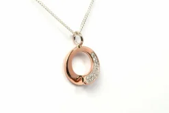 Pendentif contemporain or rose, diamants