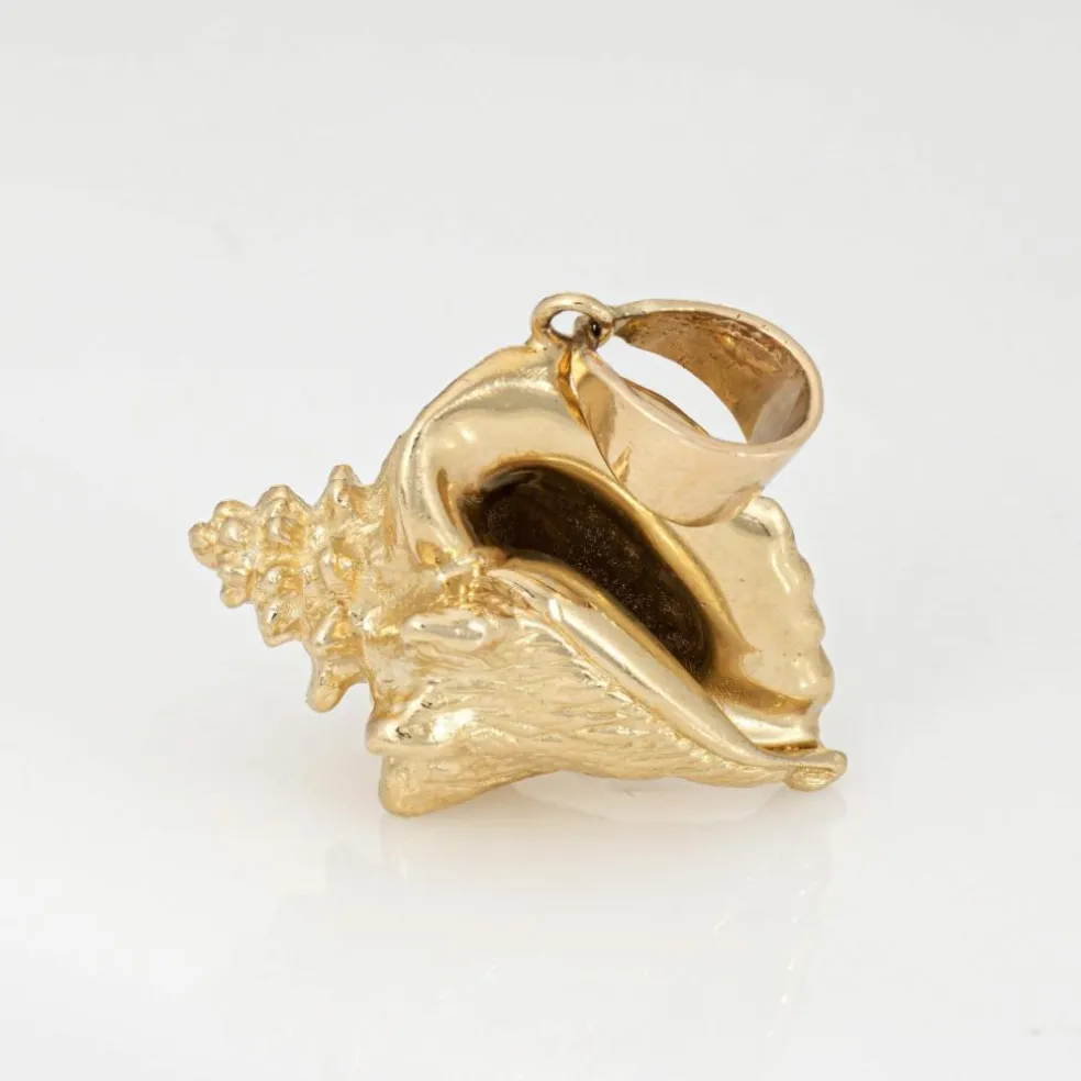 Pendentif coquillage vintage en or 14 carats, lourd, 17,7 grammes, coquillage, océan