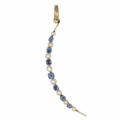 Pendentif croissant de lune victorien antique avec perle de saphir