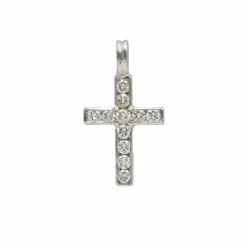 Pendentif Croix - Or blanc et diamants