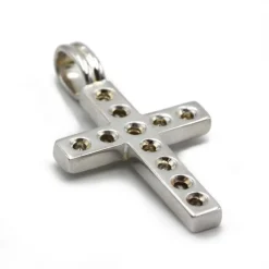 Pendentif Croix - Or blanc et diamants