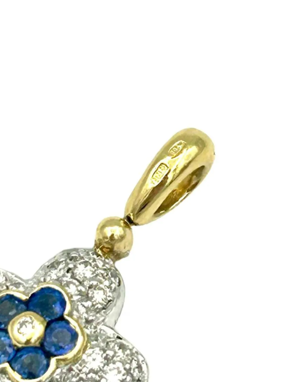 Pendentif Croix 2 Ors 18K Saphir et Diamants