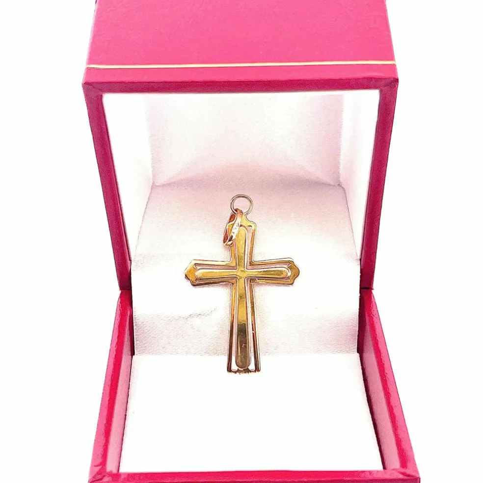 Pendentif croix ajourée or jaune