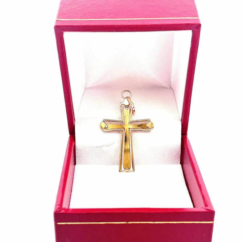 Pendentif croix ajourée or jaune