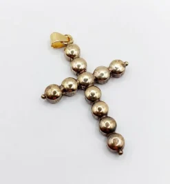 Pendentif croix antique or et argent, grenats de Perpignan sur paillons (circa 1900)