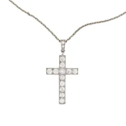 Pendentif Croix Art Déco Diamants et sa Chaîne