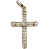 Pendentif croix Art Déco or, diamant taille ancienne, diamant taille roses et perles (circa 1920)