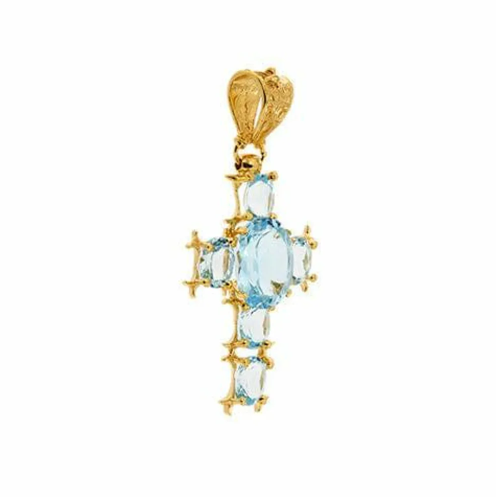 Pendentif croix avec topazes