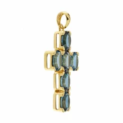 Pendentif croix avec topaze