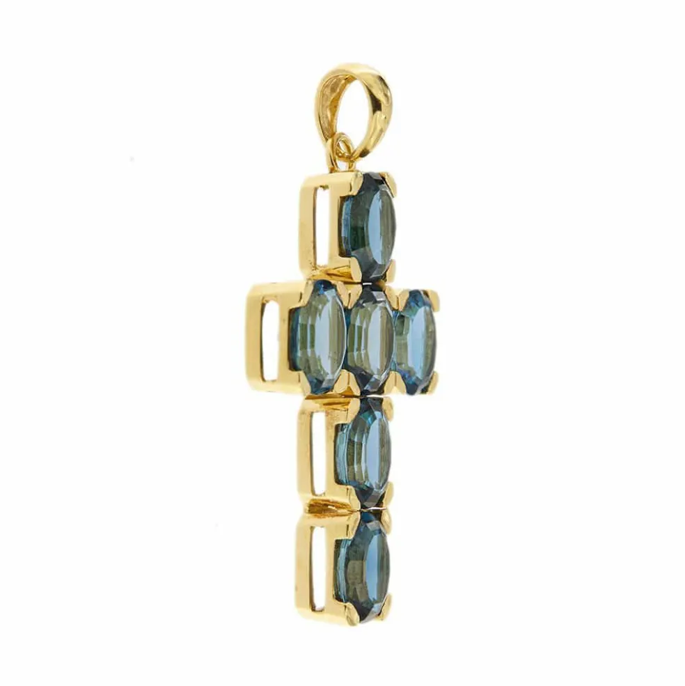 Pendentif croix avec topaze