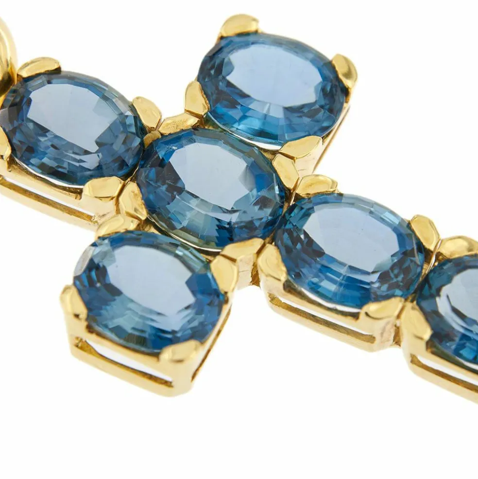 Pendentif croix avec topaze