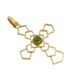 Pendentif croix avec tourmaline verte